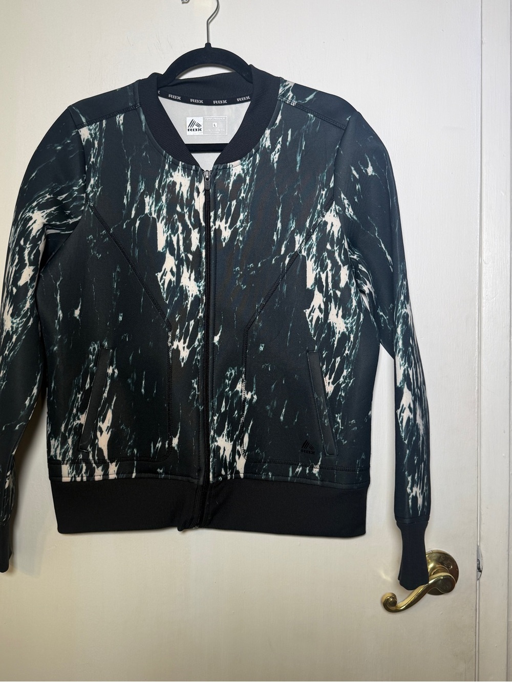 RBX Womens Black & White Bomber Jacket Large